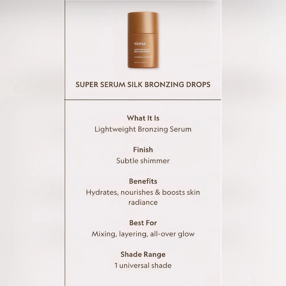 NIB Yensa Super Serum Silk Bronzing Drops, 1 Fl Oz